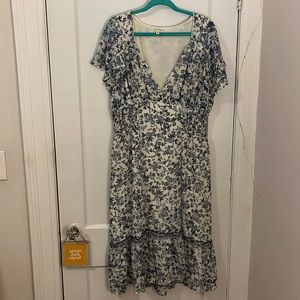 White and Blue floral long dress